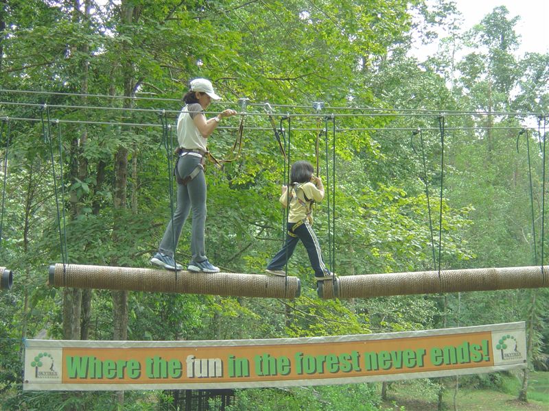Skytrex High Ropes Bukit Cahaya Agricultural Park: Flying Fox over the 'Moat'!!